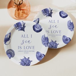 オールアイシーラブシーシェルエレガントズブライダルシャワー ペーパープレート