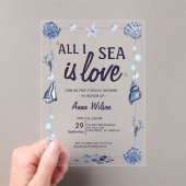 オールアイシーラブブライダルシャワー水色の海 アクリル招待状 (インサイチュ (ポータブル))