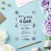 オールアイシーラブブライダルシャワー水色の海 アクリル招待状 (インサイチュ (ウェディング))