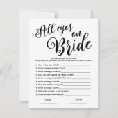 オールアイズオンブライドシンプルブライダルシャワーゲーム 招待状 (正面)