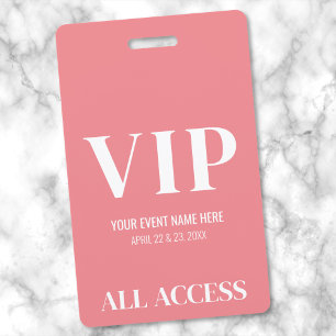オールアクセス ガーリー ピンク シンプル VIP イベント バッジ