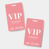 オールアクセス ピンクVIPパス イベント バッジ (正面＆裏面)