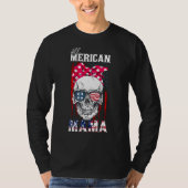 オールアメリカママスカルマママアメリカンフラッグボウタイ Tシャツ (正面)