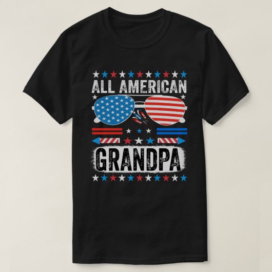 オールアメリカンおじいちゃん 愛国的なTシャツ Tシャツ (デザイン正面)