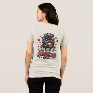 オールアメリカンガールのお団子ヘアのドクロ 女性Tシャツ トライブレンドTシャツ