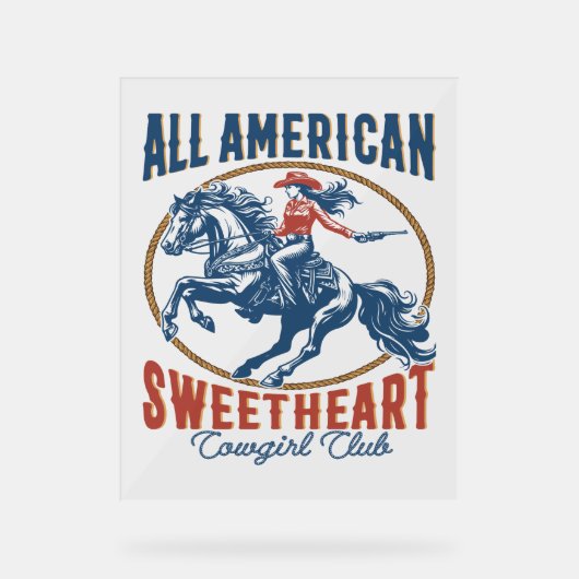 オールアメリカンスウィートアート女性のカーボーイ アクリルサイン (正面)