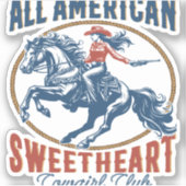 オールアメリカンスウィートアート女性のカーボーイ シール (正面)