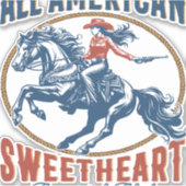 オールアメリカンスウィートアート女性のカーボーイ シール (正面)