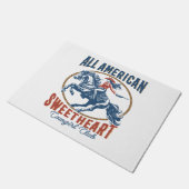 オールアメリカンスウィートアート女性のカーボーイ ドアマット (アングル)