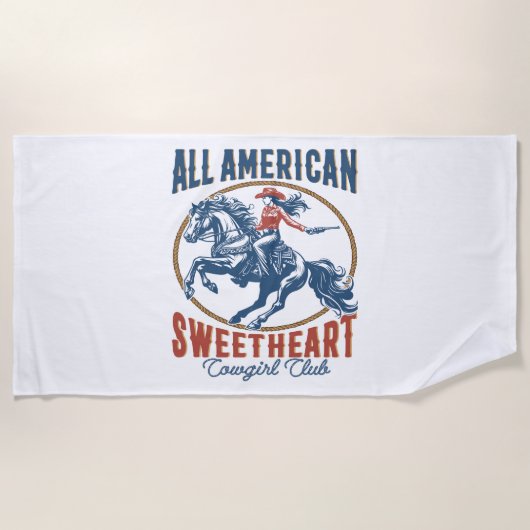 オールアメリカンスウィートアート女性のカーボーイ ビーチタオル (正面)