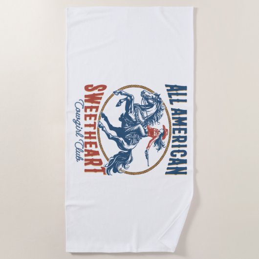 オールアメリカンスウィートアート女性のカーボーイ ビーチタオル (正面)