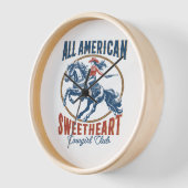 オールアメリカンスウィートアート女性のカーボーイ 壁時計 (傾斜)
