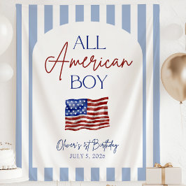 オールアメリカンボーイの誕生日バナー タペストリー