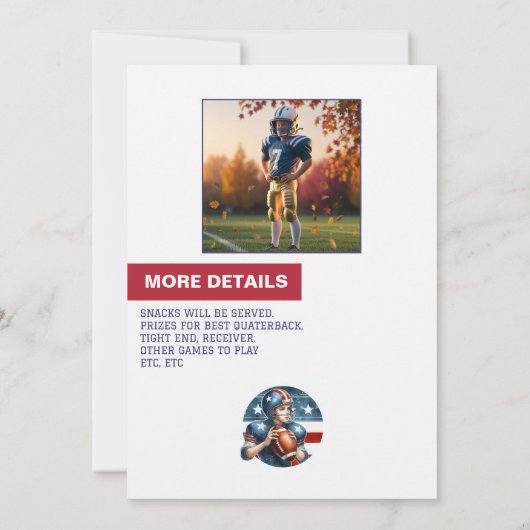 オールアメリカンボーイフットボール雑誌カバー誕生日 招待状 (裏面)