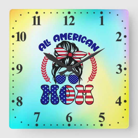 オールアメリカンママ-32169 スクエア壁時計 (正面)