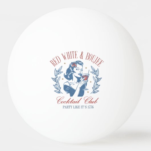 オールアメリカンレッドホワイトとブージー 卓球ボール (正面)