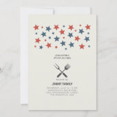 オールアメリカン7月4日BBQパーティの招待状 招待状 (正面)