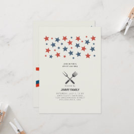 オールアメリカン7月4日BBQパーティの招待状 招待状