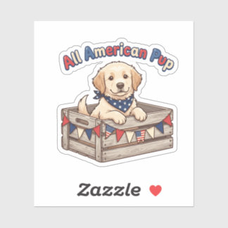 オールアメリカン・パップ 愛国的な犬 7月4日 ステッカー シール