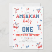 オールアメリカン ベイビー 1歳の誕生日招待状 招待状 (正面)