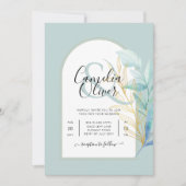 オールイエレガントンワン海ガラス金ゴールドリーフ結婚セージ 招待状 (正面)