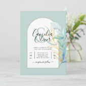 オールイエレガントンワン海ガラス金ゴールドリーフ結婚セージ 招待状 (スタンド正面)