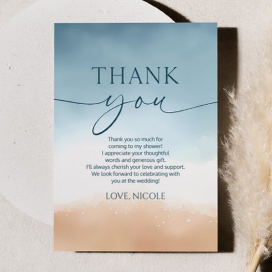 オールイシーズラブ海ビーチショアブライダルシャワー サンキューカード