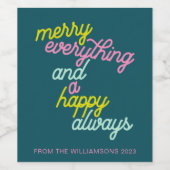 オールイメリーーズハッピーミントティール（緑がかった色）ホリデーカスタム ワインラベル (シングルラベル)