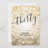 オールイモダンンワン金ゴールドグリッターライト30誕生日 招待状 (正面)