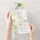 オールインクルーシブひまわり素朴ウェディングRSVP オールインワン招待状 (貼ってはがせる)