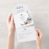 オールインクルーシブコーラルアンドブルー結婚式招待状 オールインワン招待状 (貼ってはがせる)
