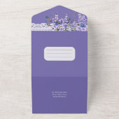オールインクルーシブパープルウィステリアフラワーウェディングRSVP オールインワン招待状 (外側)