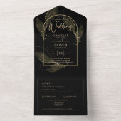 オールインクルーシブブラック金ゴールドエレガントウェディングRSVP オールインワン招待状 (内側)