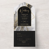 オールインクルーシブブラック金ゴールドエレガントウェディングRSVP オールインワン招待状 (内側)