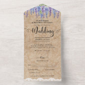 オールインクルーシブ素朴ウィステリアフローラレース結婚ズ オールインワン招待状 (内側)