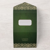 オールインクルーシブ素朴グリーンレースとRSVP オールインワン招待状 (外側)