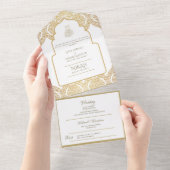 オールインクルーシブ金ゴールドイスラム結婚ニカ オールインワン招待状 (貼ってはがせる)