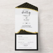 オールインクルーシブ3ブラック金ゴールドをテーマにした結婚式RSVP オールインワン招待状 (内側)