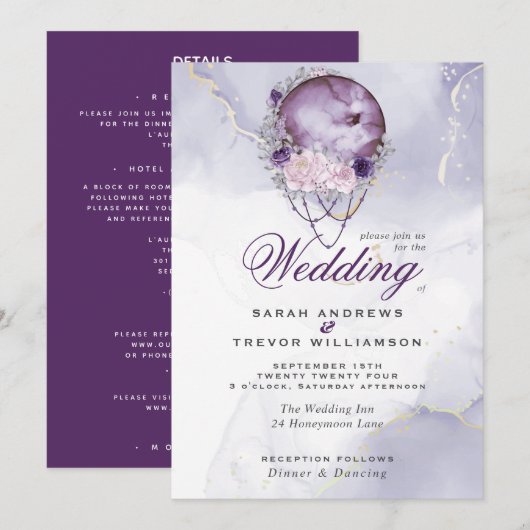 オールインワンのウェディング セレブレーション フルムーン アメジストⅠ 招待状 (正面/裏面)