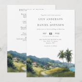 オールインワンのカリブ海トロピカルウェディング 招待状 (正面/裏面)