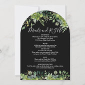 オールインワンのグリーンアーチ ブラック&ホワイト ウェディング 招待状 (裏面)