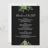 オールインワンのグリーンイー 黒と白のウェディング 招待状 (裏面)