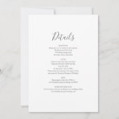 オールインワンのグレーとホワイトのエレガントなスクリプトウェディング 招待状 (裏面)