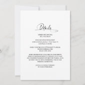 オールインワンのスタイリッシュでミニマルなブラック＆ホワイトの結婚式 招待状 (裏面)