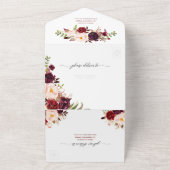 オールインワンのバーガンディ マーサラ ラスティック ウェディング 招待状 (外側)