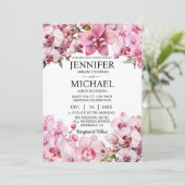 オールインワンのピンクの蘭の結婚式招待状 招待状 (スタンド正面)