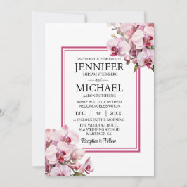 オールインワンのピンクの蘭の結婚式招待状 招待状