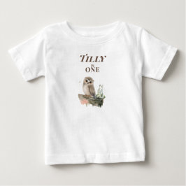 オールインワンのフクロウ1歳の誕生日ベビーTシャツ ベビーTシャツ