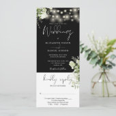 オールインワンのブラック＆ホワイトの結婚式 - ストリングライト 招待状 (スタンド正面)