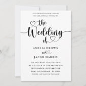 オールインワンのブラック＆ホワイトカリグラフィー結婚式 招待状 (正面)